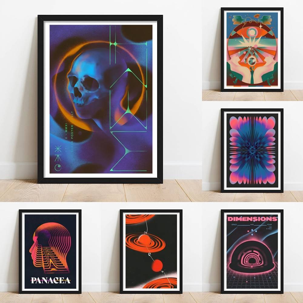 Psychedelic Gradient Skull Spa - огляд і ціна Retro Gaming Wallpaper