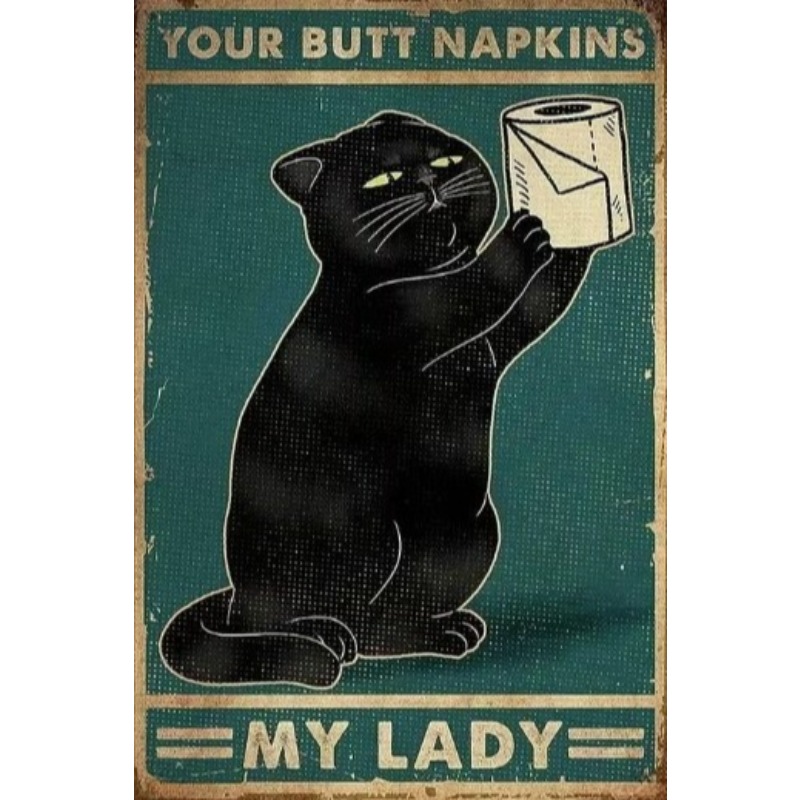 Black Funny Cat Metal Sign Vin - огляд і ціна Retro Gaming Pictures
